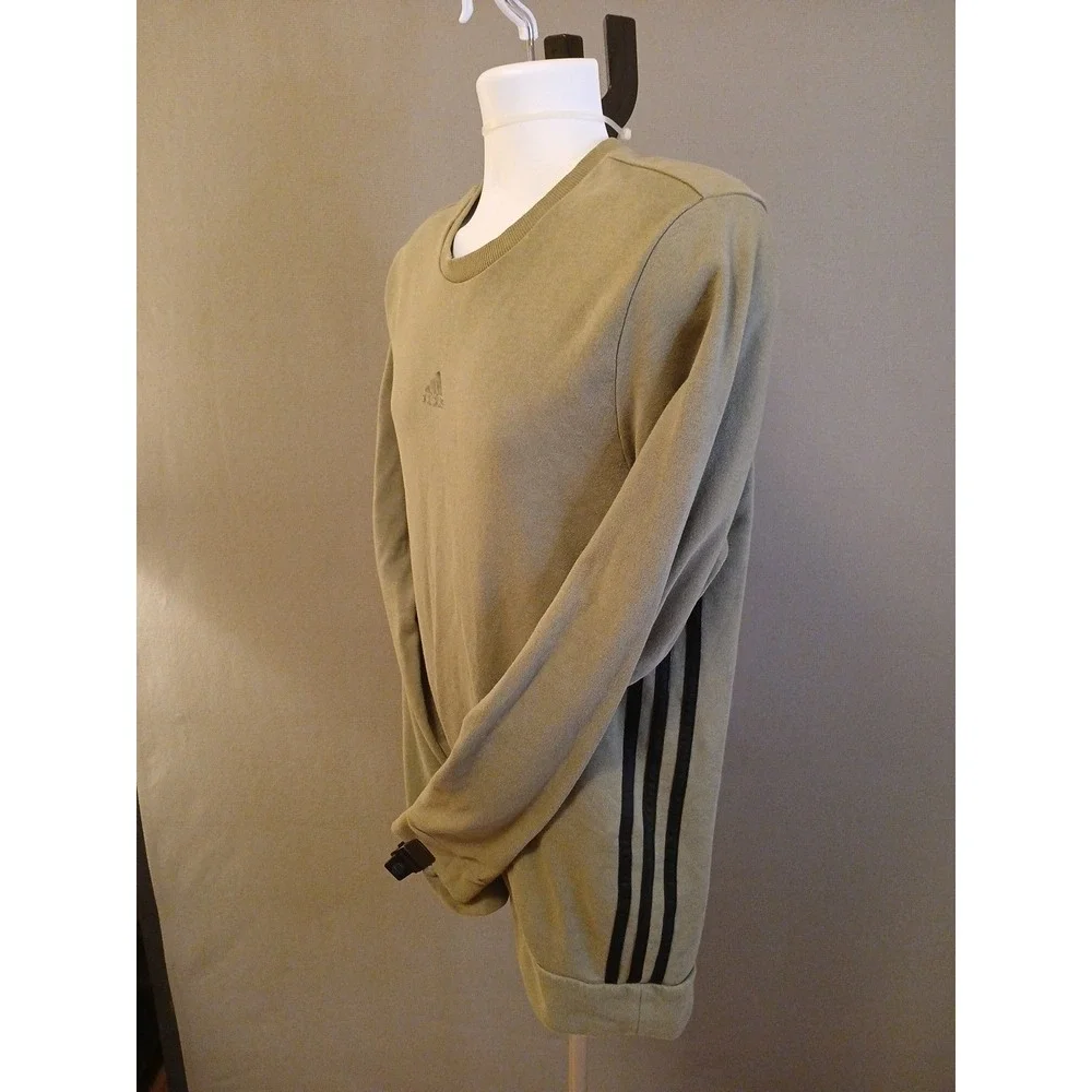Adidas Sweatshirt Mens Medium Green Primegreen Crewneck Pullover Three‎ Stripes